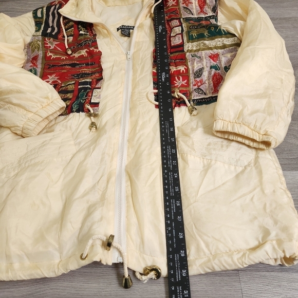 BRAEFAIR Cream Jacket Vintage XS Silk Aztec Design Soft Lightweight Artsy Animal - Picture 4 of 15